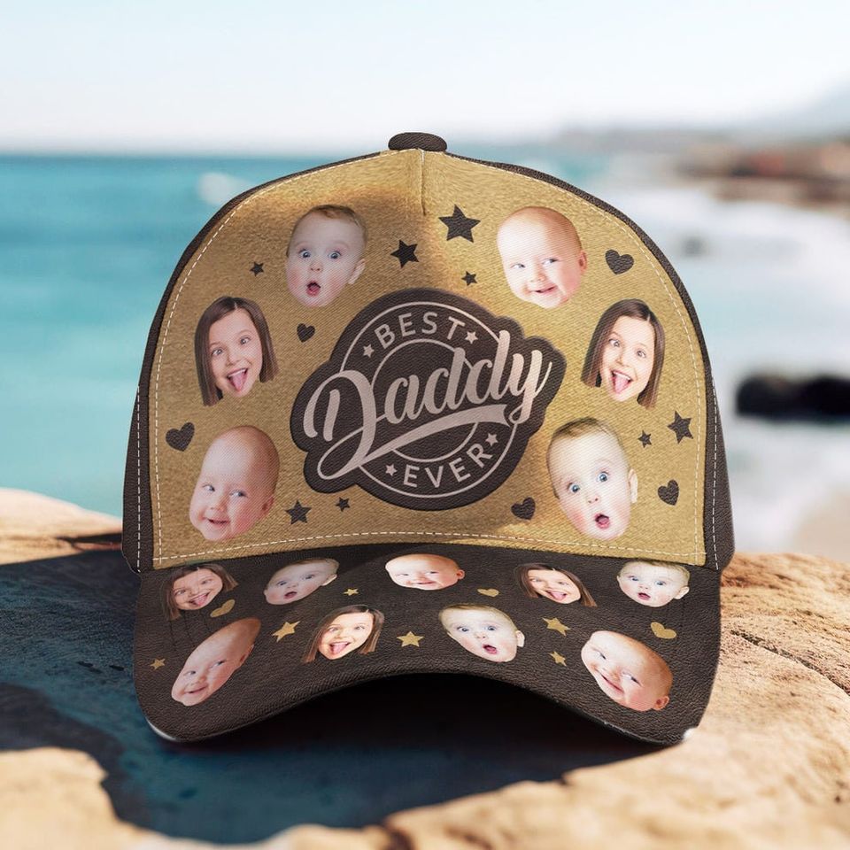 Discover Personalized Cap For Dad, Custom Funny Kid Faces Best Dad Ever, Happy Fathers Day 2024 Gift Ideas, Classic Cap Gift For Dad, Papa