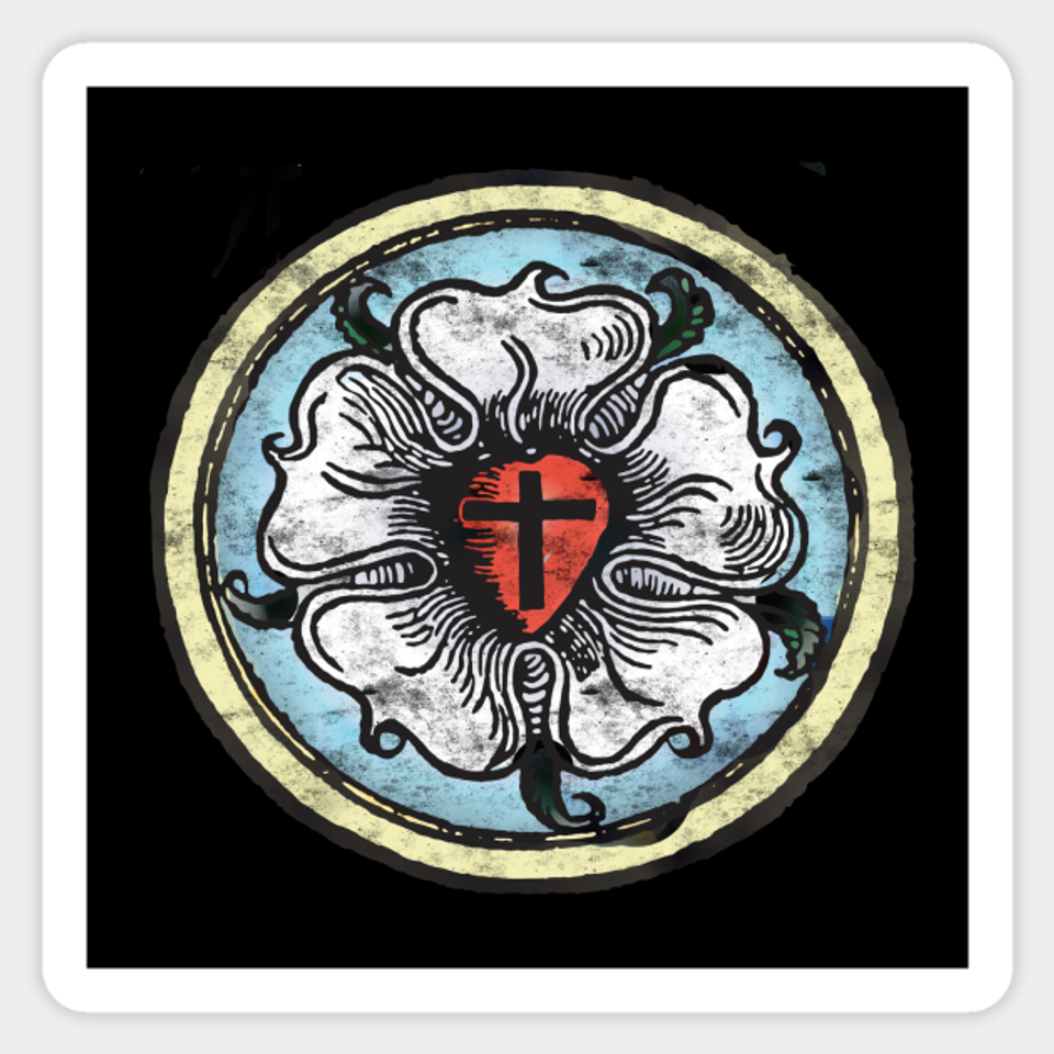 Luther Rose Martin Luther Distressed Lutheran - Luther Rose - Sticker