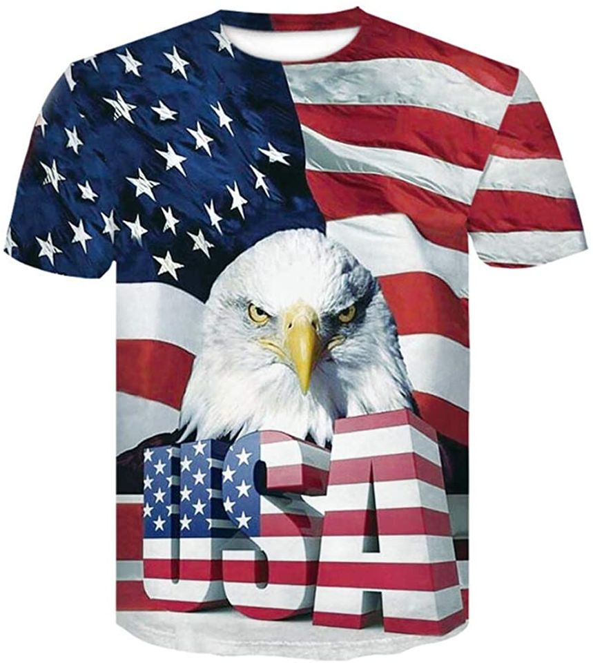 Men's American Flag 3D Print with The Eagle T-Shirt