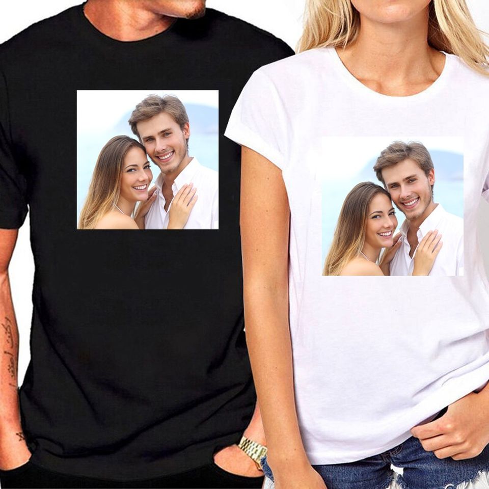 Custom photo T-Shirt Men's Cotton Black & White