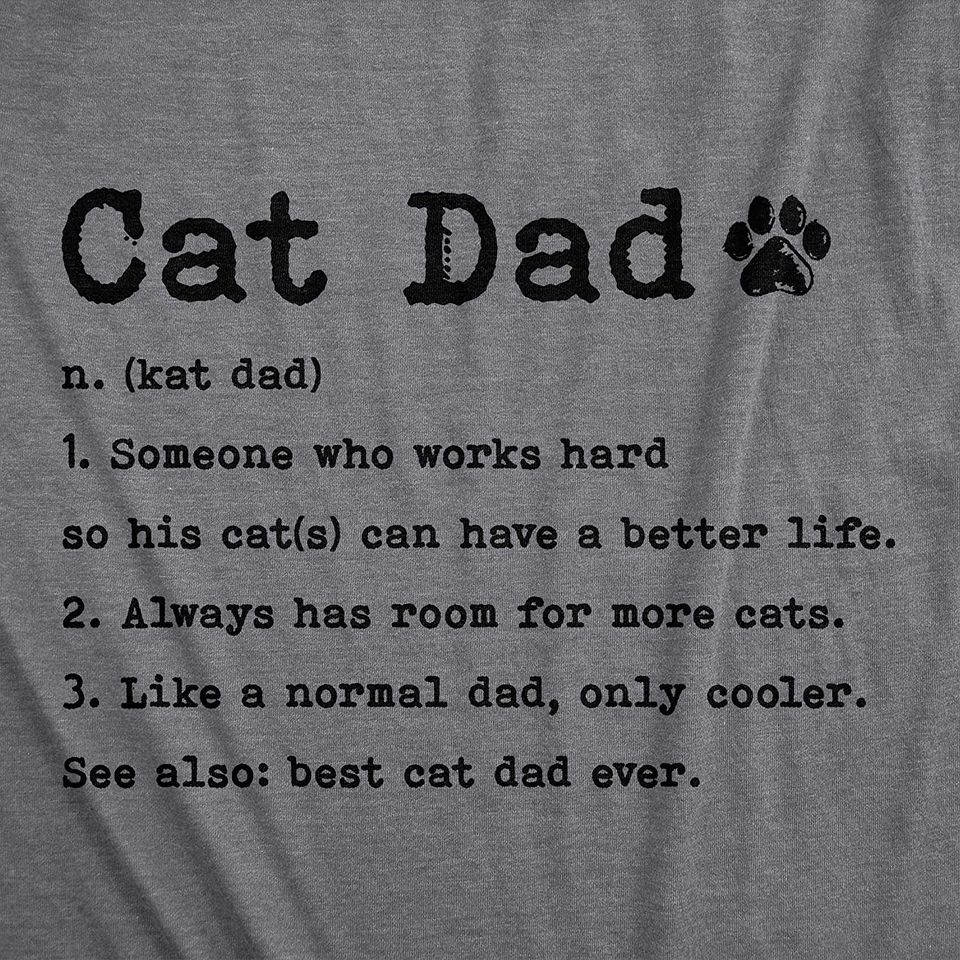 Mens Cat Dad Definition Tshirt Funny Father's Day Pet Kitty Animal Lover Graphic Tee