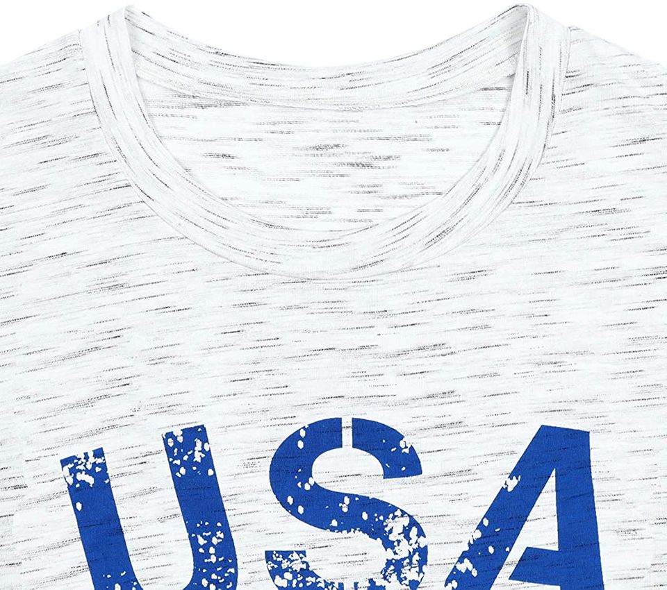 Womens Tops Clothes American Shirt USA July Fourth Shirts Patriotic Tee Independence Day Army Tshirt Cotton Soft Blouse White