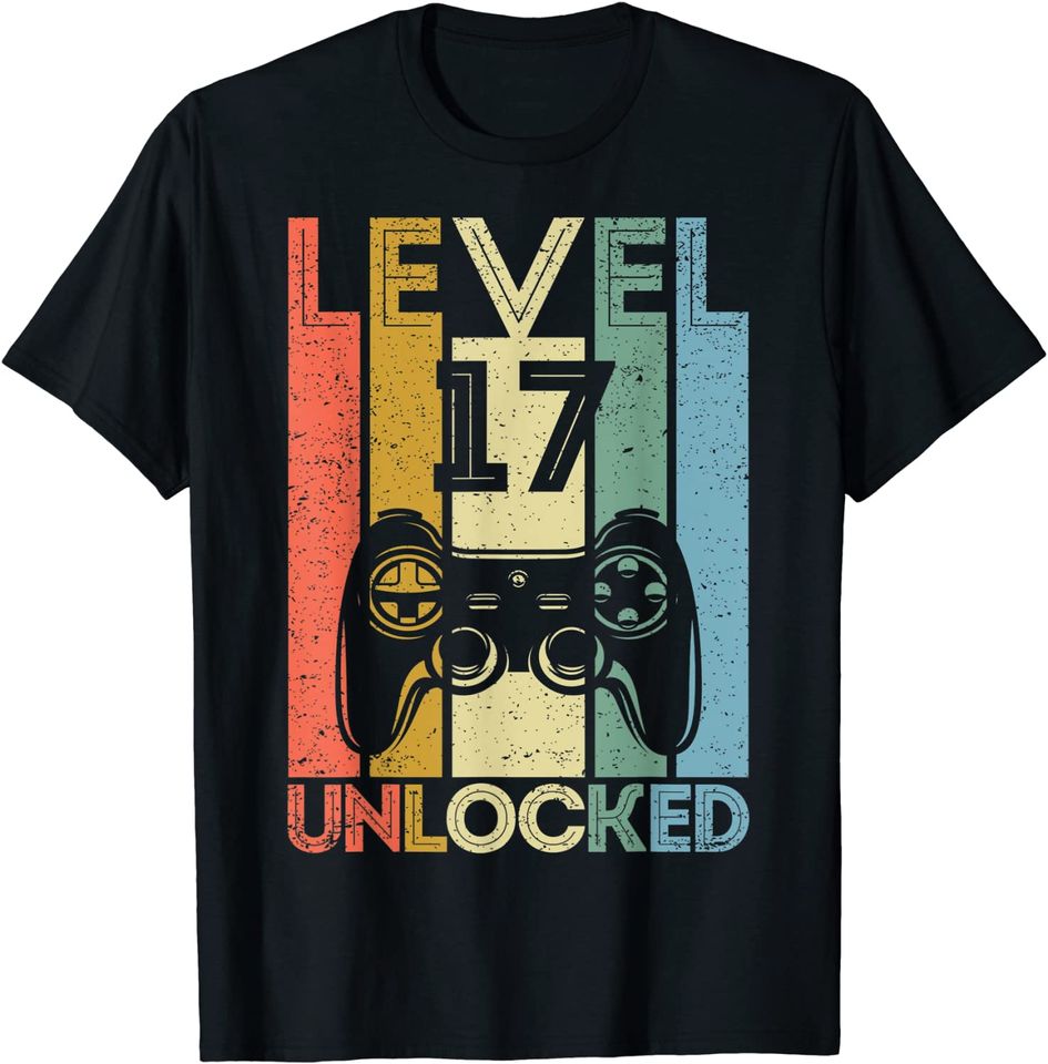 Level 17 Unlocked Shirt Funny Video Gamer 17th Birthday Gift T-Shirt