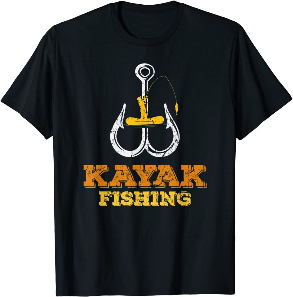 Kayaking Fishing I Kayak Fisherman Retro Fisher Kayaker T-Shirt