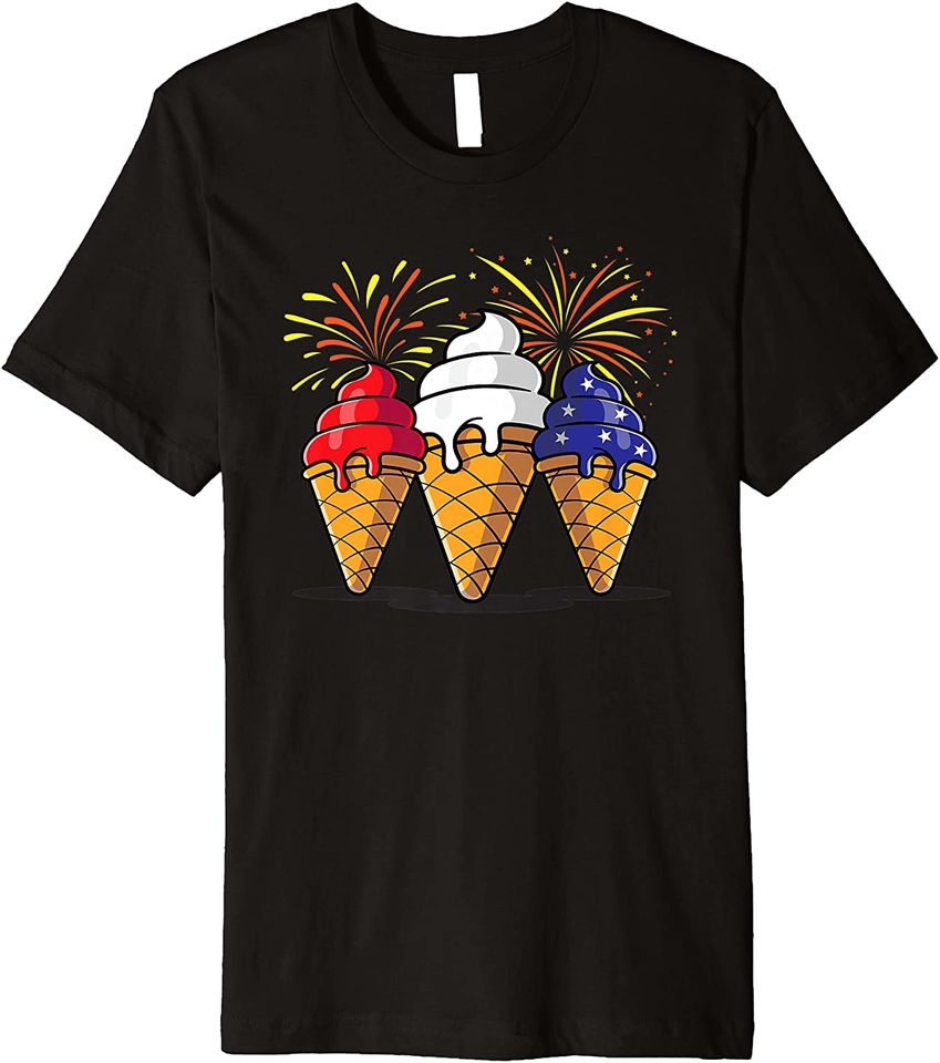 4th of July Patriotic Ice Cream Cones Memorial Day Premium T-Shirt