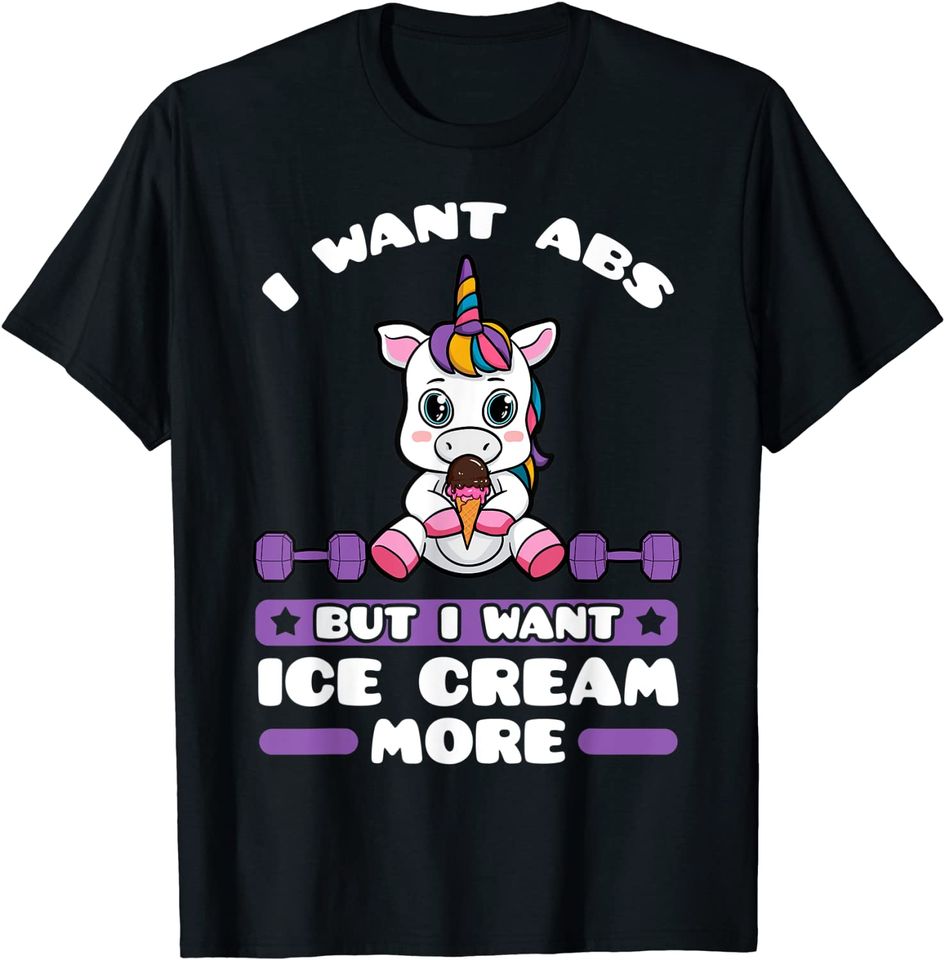 Ice Cream Unicorn Abs Lover Sorbet Cone Sweet Gelato Frozen T-Shirt