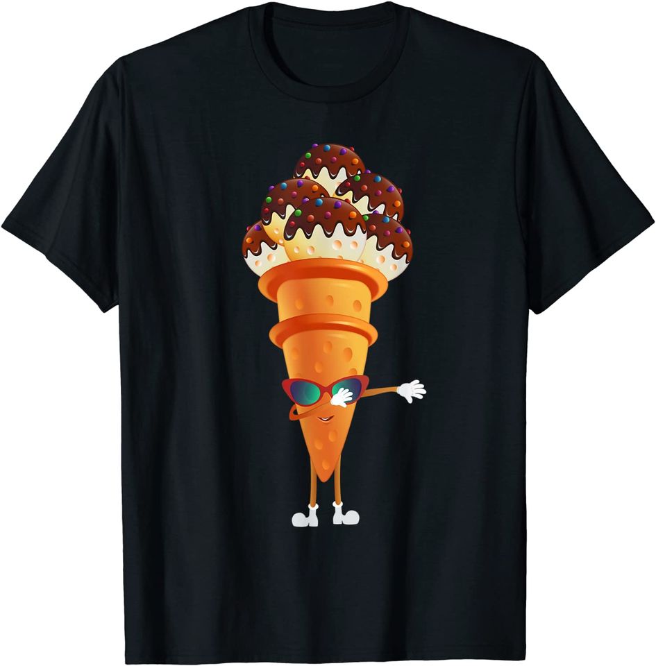 Dabbing Ice Cream Lover Happy National Day for Men Women T-Shirt