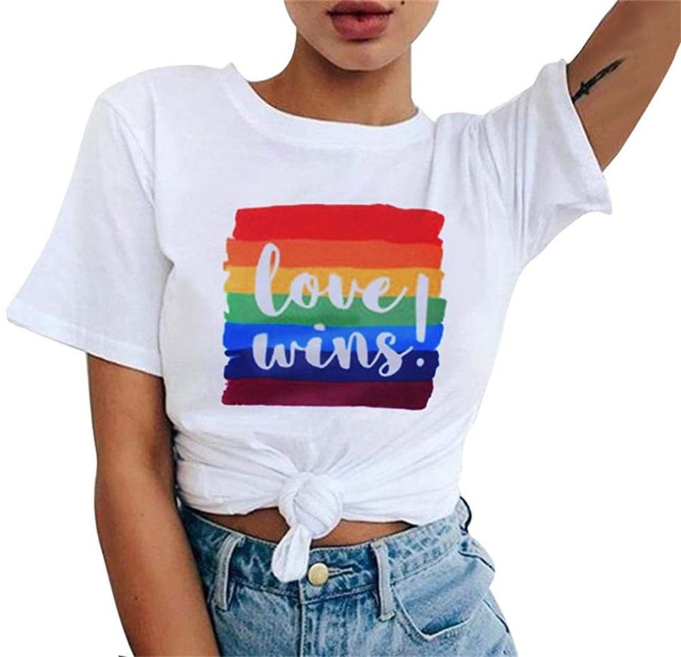 Smile Fish Women Crewneck Shirts Rainbow Tops Graphic Short Sleeve Tees