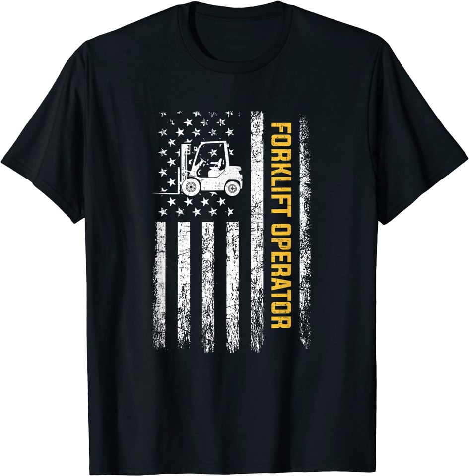 American flag forklift operator T-Shirt