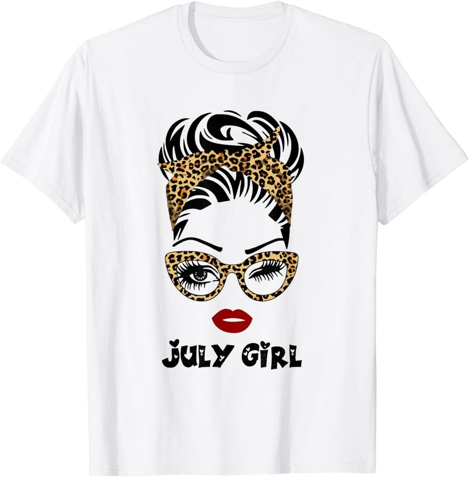 Born In July Birthday Gift Leopard July Girl T-Shirt