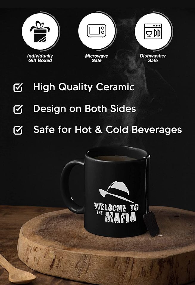 Goodfellas Premium Text Gangs Godfather Mafia Black Mug 15oz