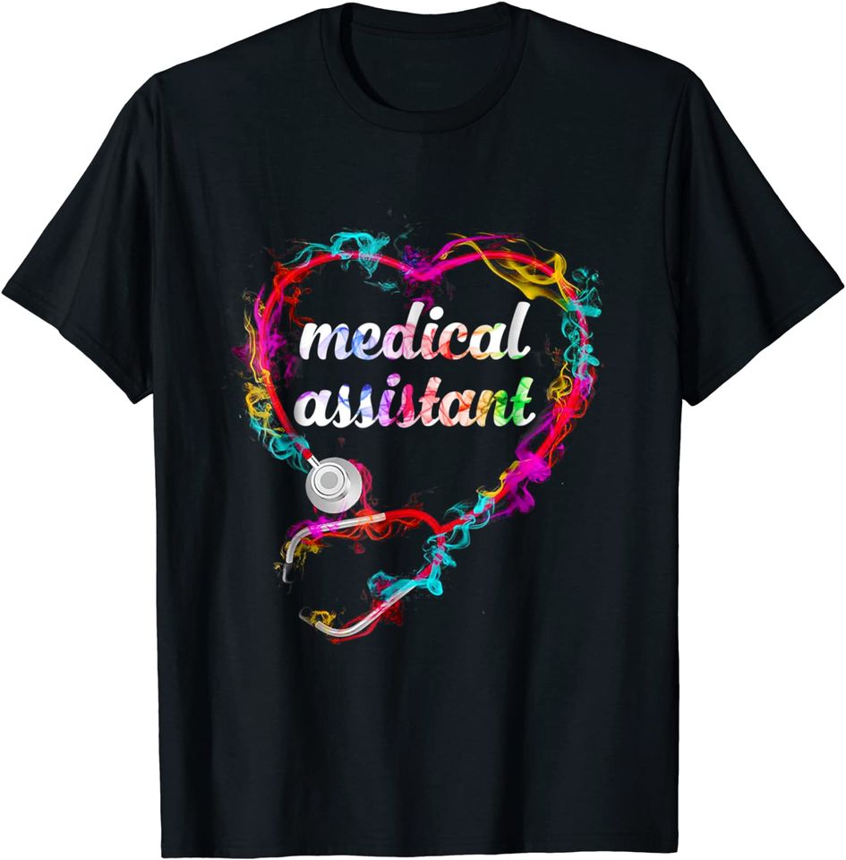 Cute Medical Assistant Colorful Stethoscope Heart T-shirt