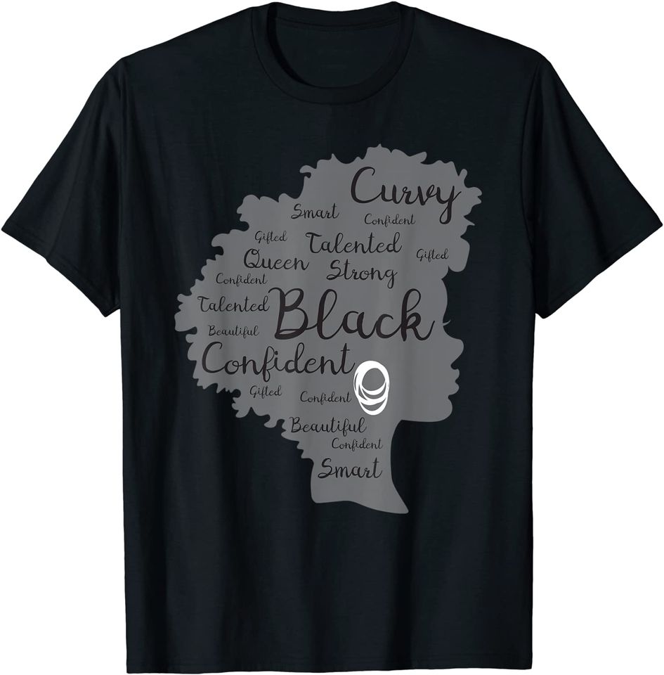 Strong Black Woman Afro Word Art T-Shirt