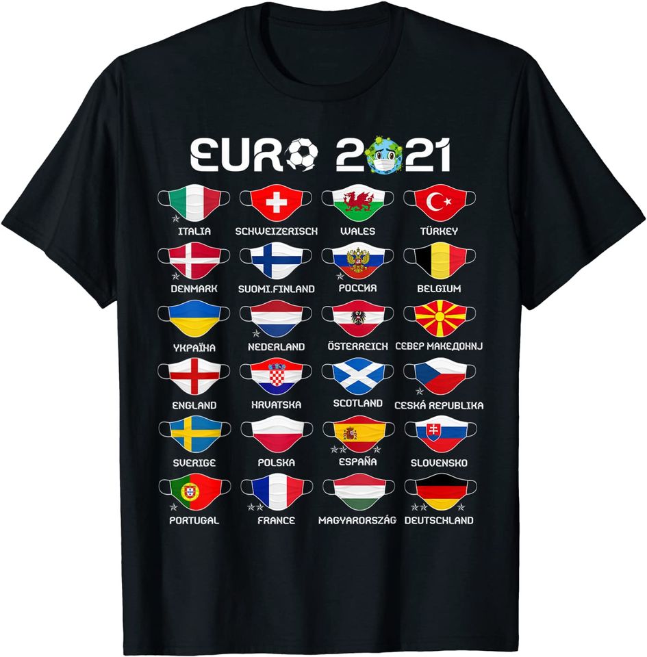 Euro 2021 Men's T Shirt 24 Countries Participating In National Flag