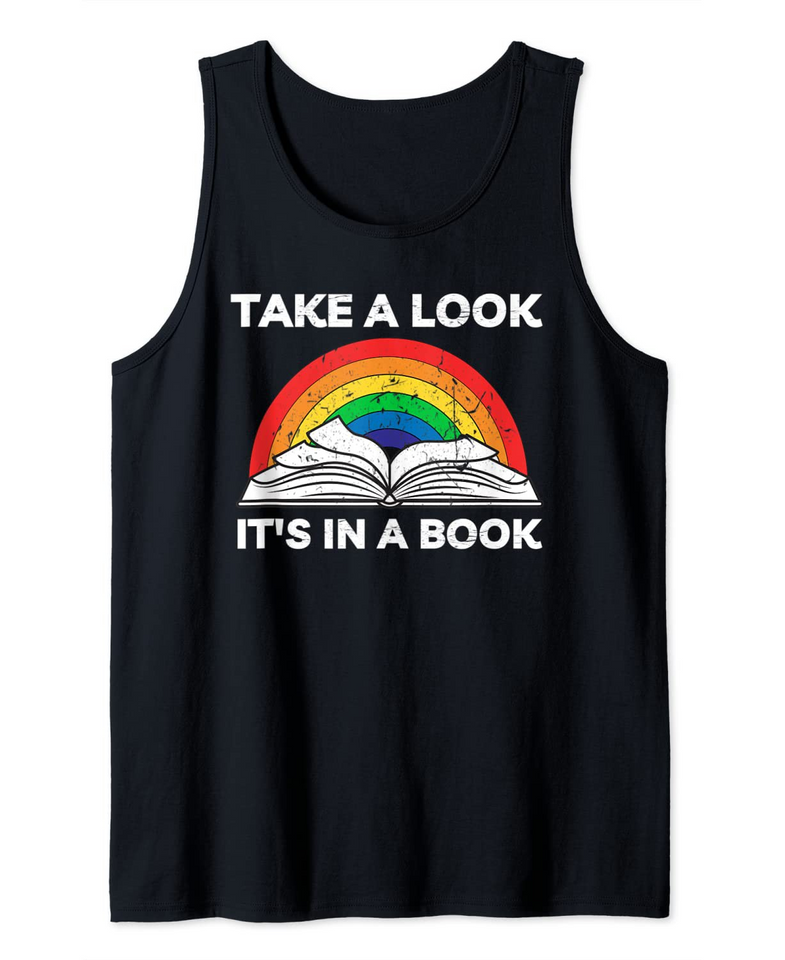 take a look it's in a book reading vintage retro rainbow Tank Top