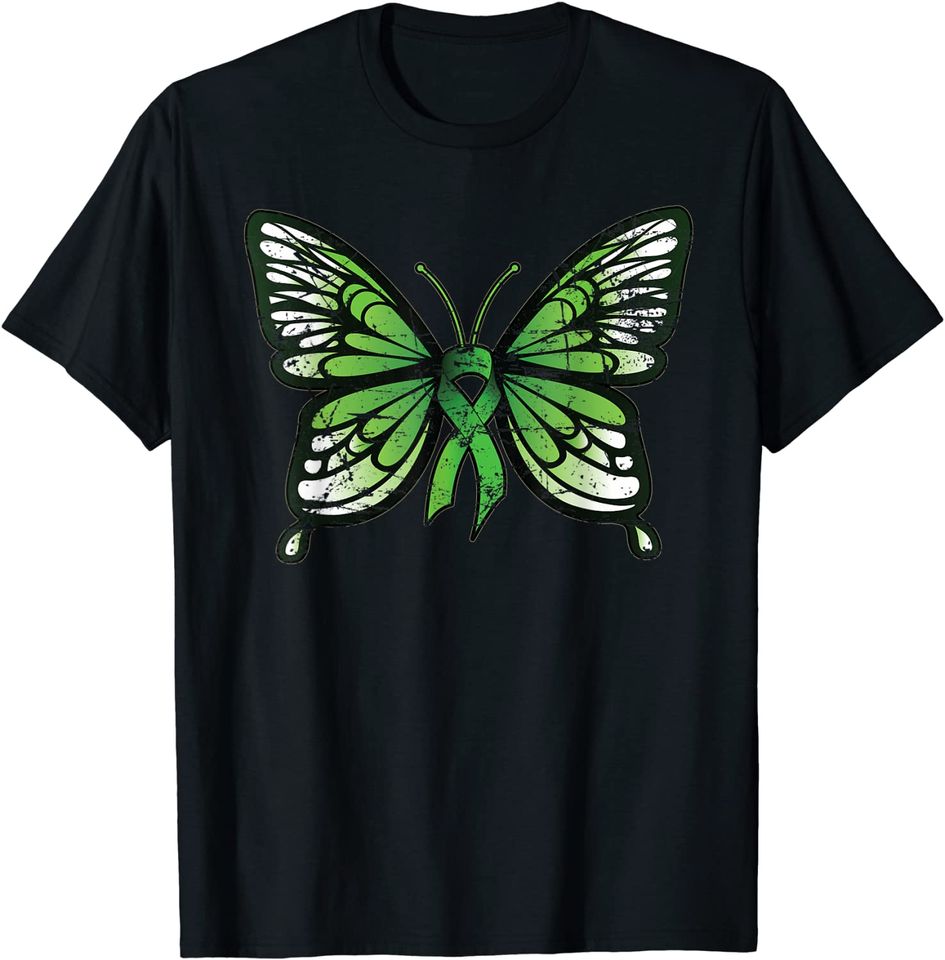 Mental Health Awareness Green Ribbon Butterfly T-Shirt