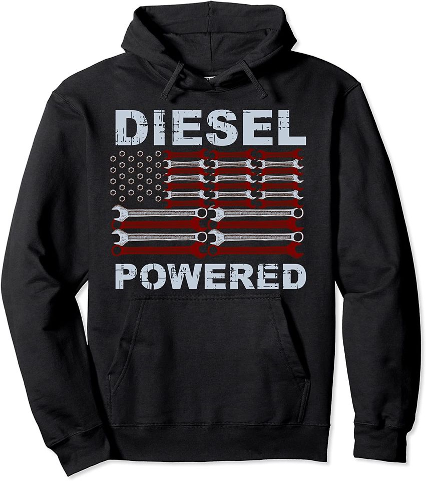 American flag wrench diesel powered Hoodie sweatshirt