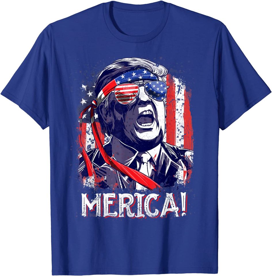 Trump 4th of July Merica Men Women USA American Flag Vintage T-Shirt