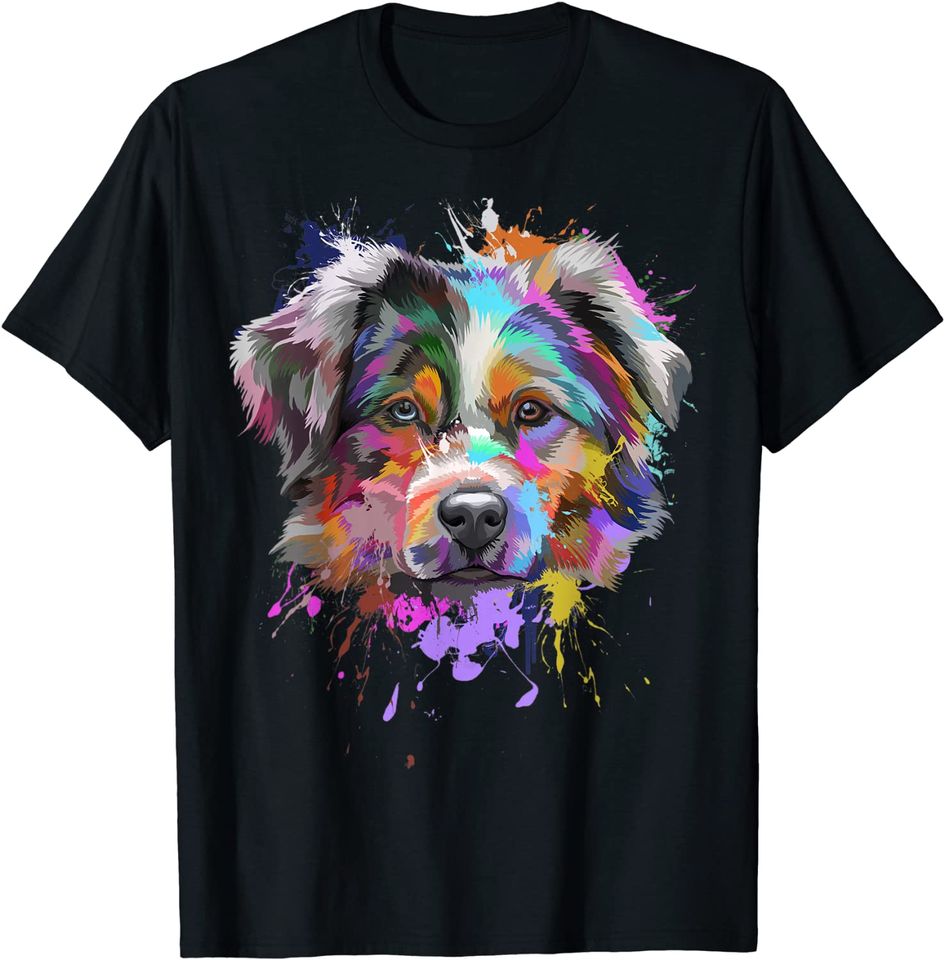 Splash Art Australian Shepherd T-Shirt | Aussie Lover Gifts T-Shirt