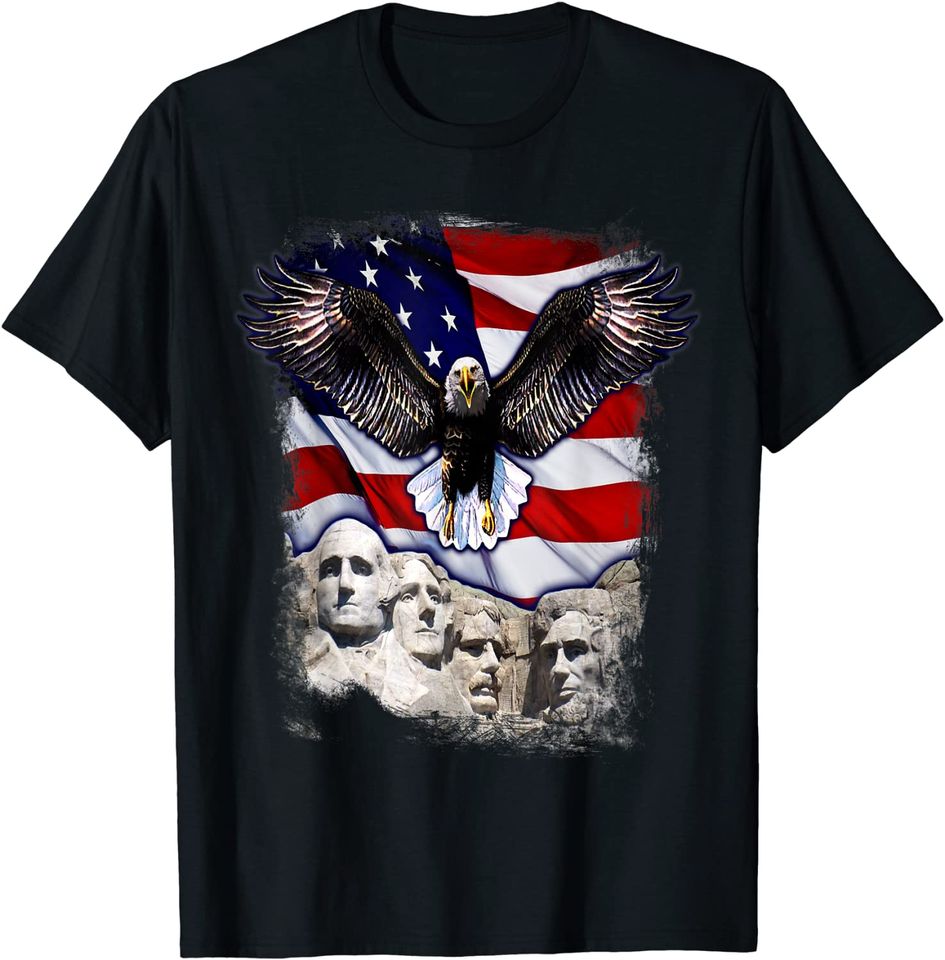 American Bald Eagle Mount Rushmore 'Merica Flag T-Shirt