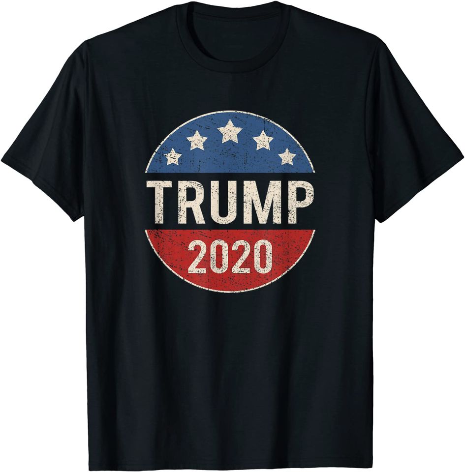 Donald Trump 2020 Retro Button Vintage Patriotic July 4th T-Shirt