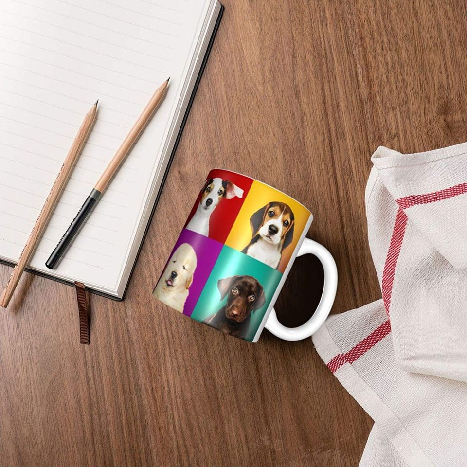 Cute Dogs Pop Art - Funny Cup - Novelty Birthday Gifts - Beautiful Tea Cup - Full Print Mug - White 11OZ Ceramic Coffee Mug