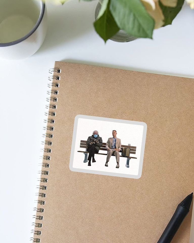 Forrest Gump Bernie Sanders Mitaines Sticker 2"