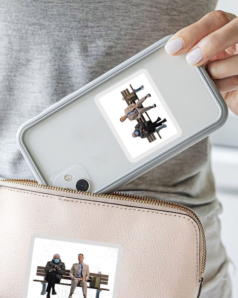 Forrest Gump Bernie Sanders Mitaines Sticker 2"