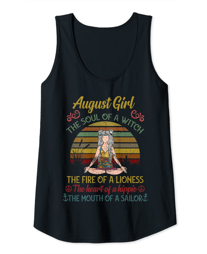 Womens August Girl Witch Soul Vintage Yoga Birthday Tank Top