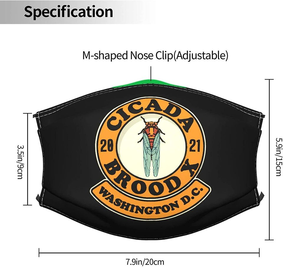 Cicada Brood X 2021 Washington DC 17 Year Hatch Face Mask
