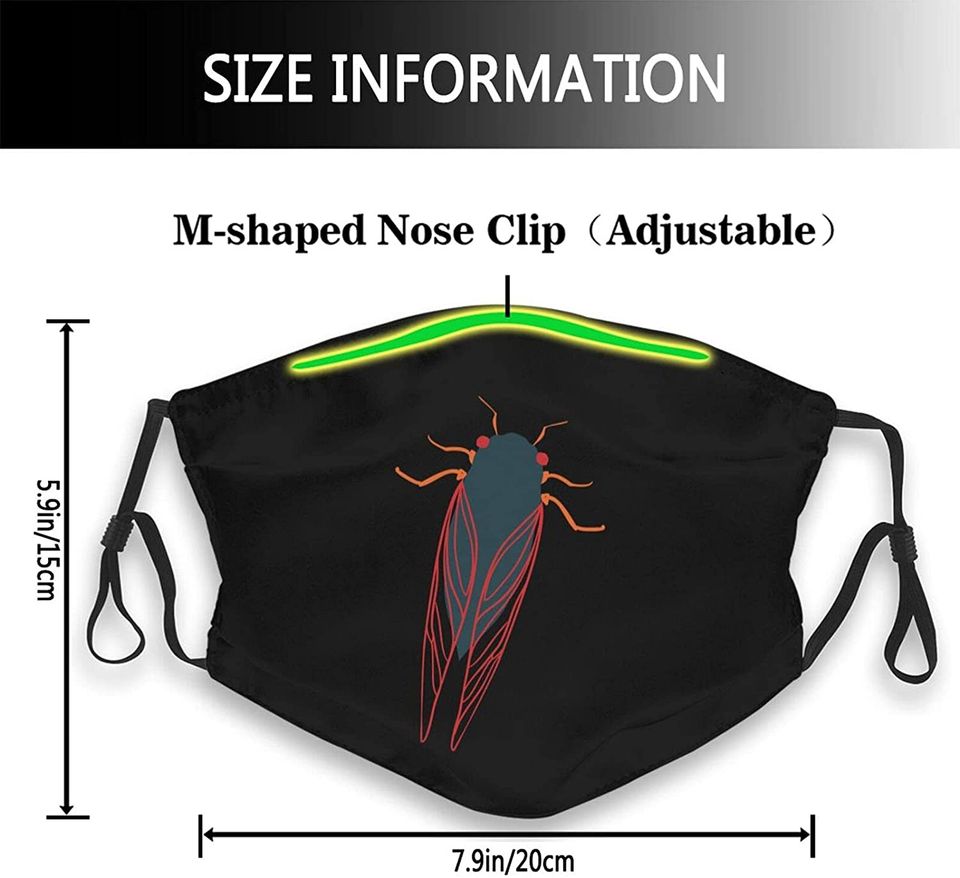 A Cicada with Red Wings Adult Face Mask Black