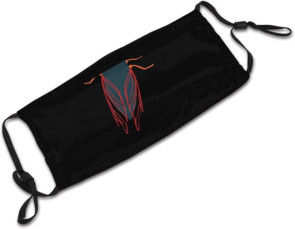 A Cicada with Red Wings Adult Face Mask Black