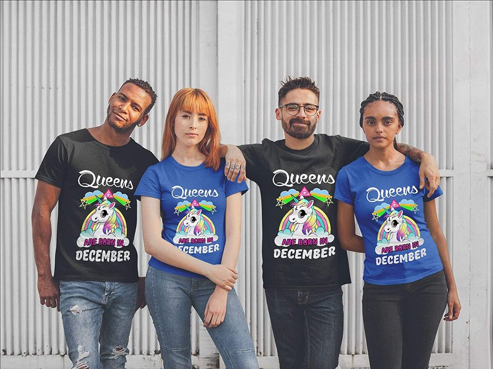 Queens are Born in December Unicorn Queen Shirt