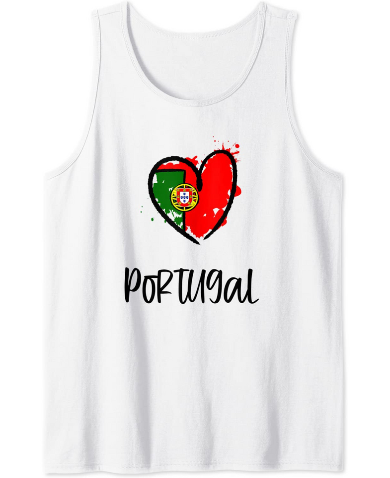 Portugal Heart Flag Cool Europe Mirandese Portuguese Tank Top
