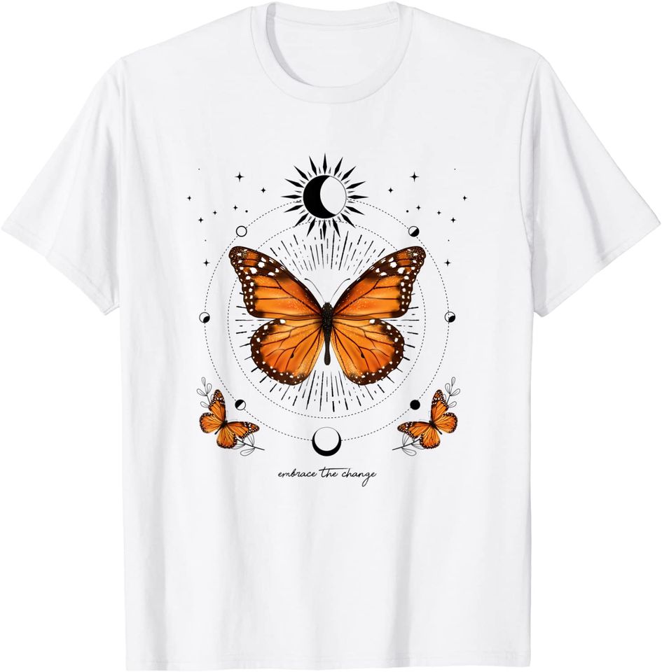 Monarch Butterfly Celestial Butterfly Sun Moon Phase Gift T-Shirt