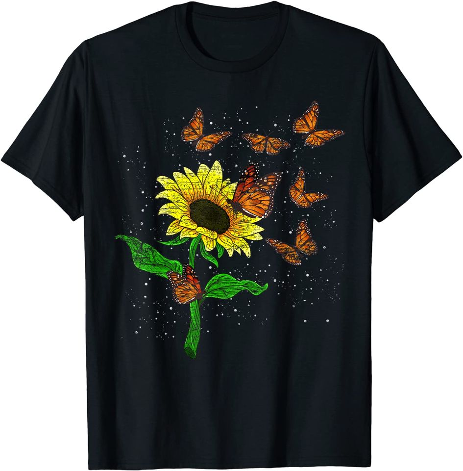 Flower Blossom Butterflies Nature Butterfly Sunflower T-Shirt