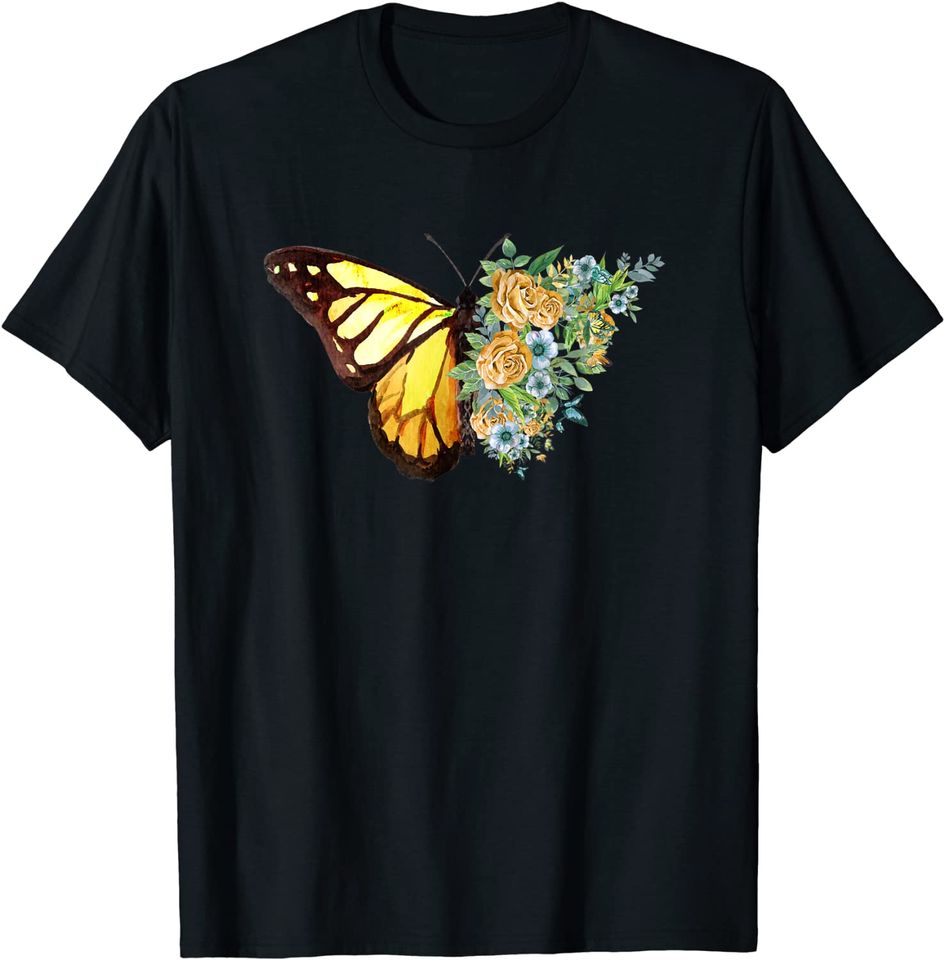 Colorful Cute Butterfly Flowers - Floral Butterflies T-Shirt