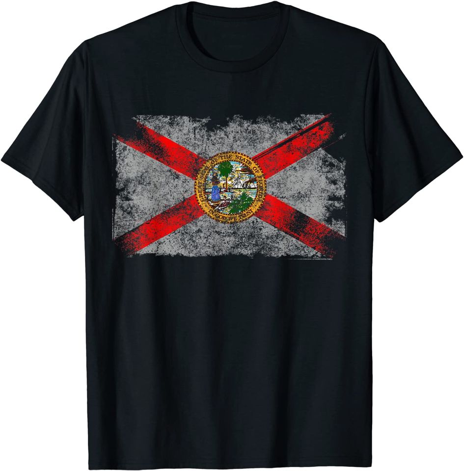Distressed Vintage Retro USA Patriotic FL State Florida Flag T Shirt