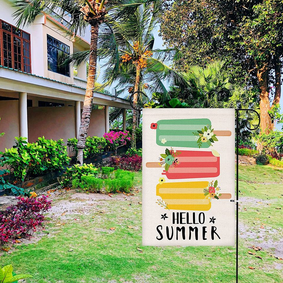 Hello Summer Garden Flag Ice Cream
