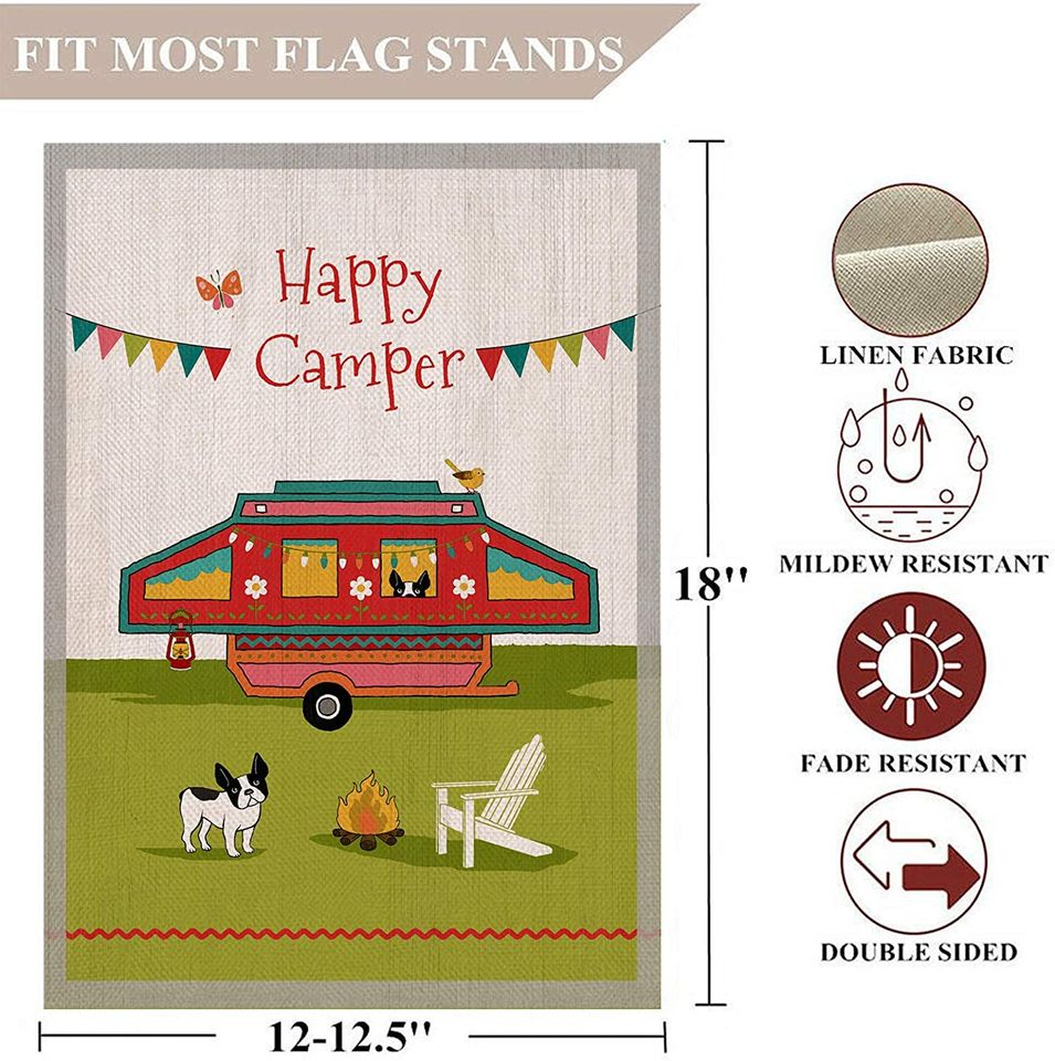 Personalized Happy Camper Garden Flag