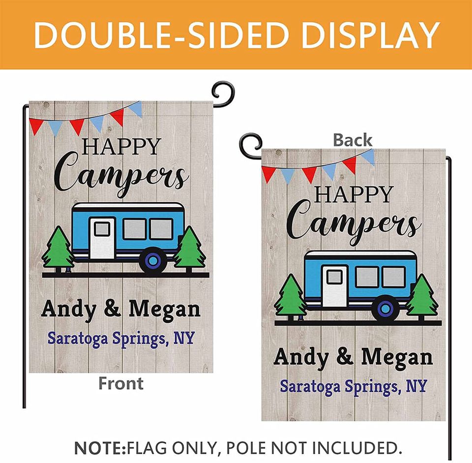 Personalized Happy Camper Garden Flag
