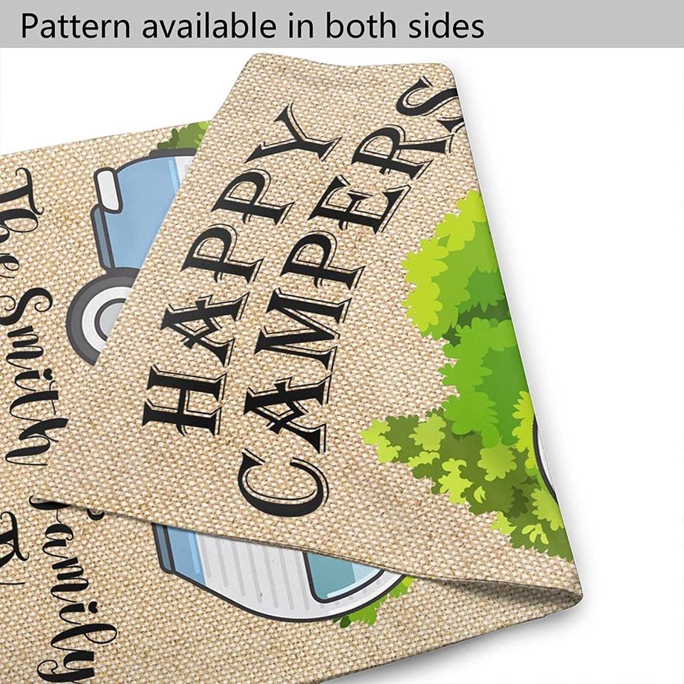 Personalized Happy Camper Garden Flag Custom Family Name