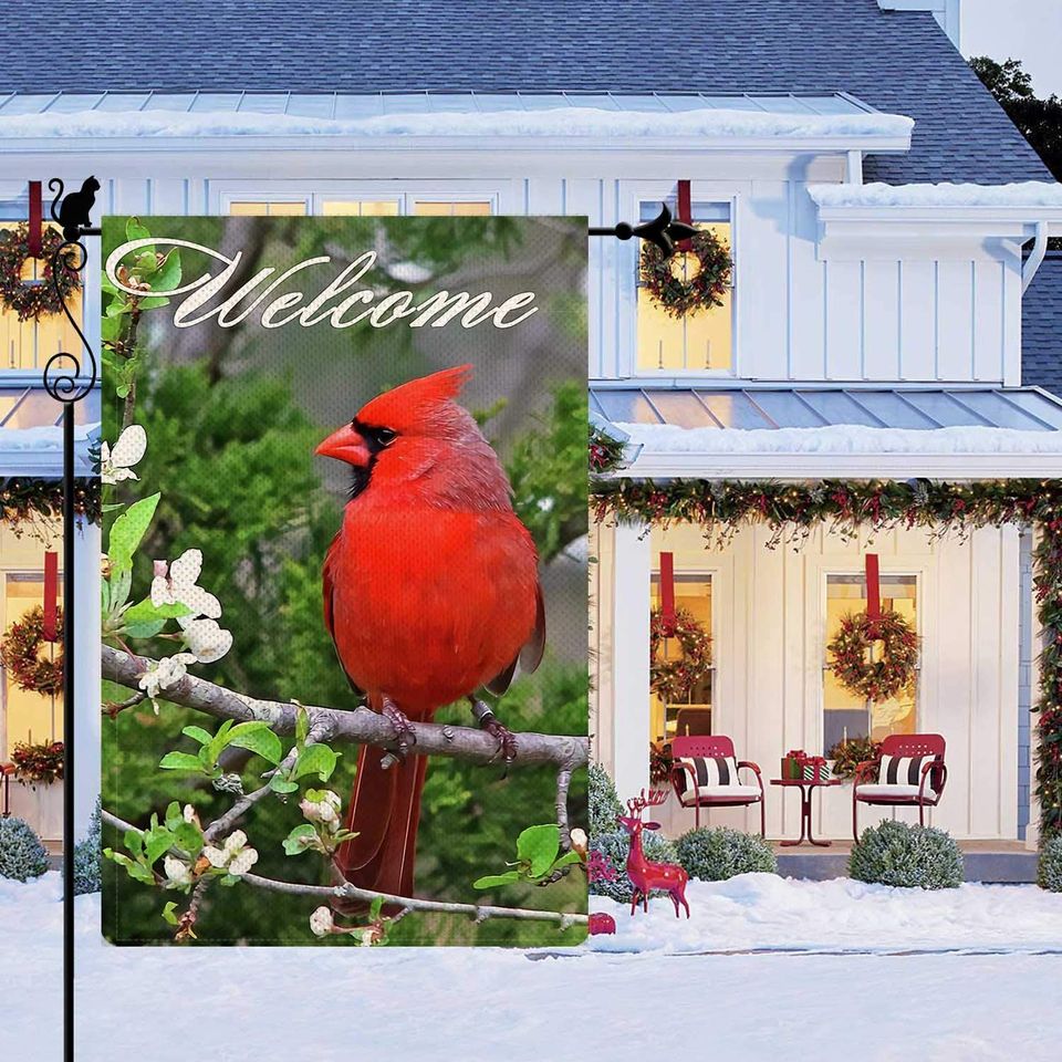 Cardinal Floral Spring Garden Flag Red Bird