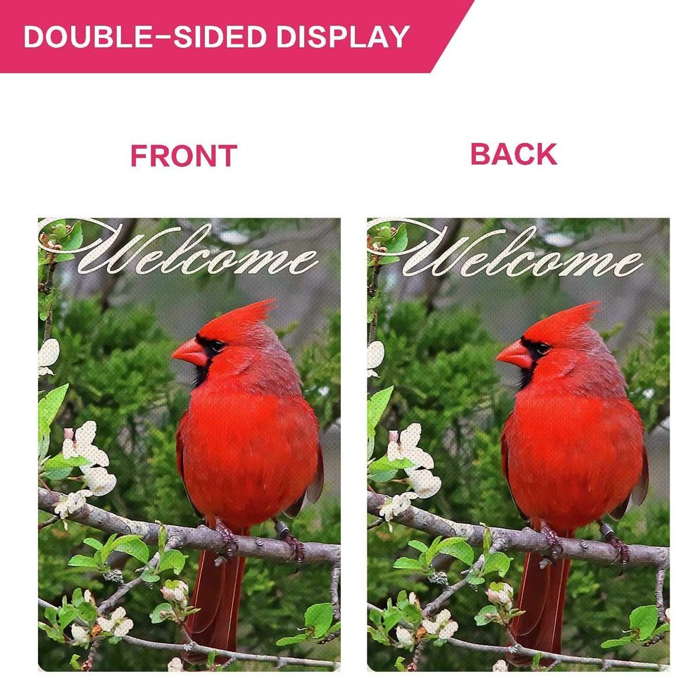 Cardinal Floral Spring Garden Flag Red Bird