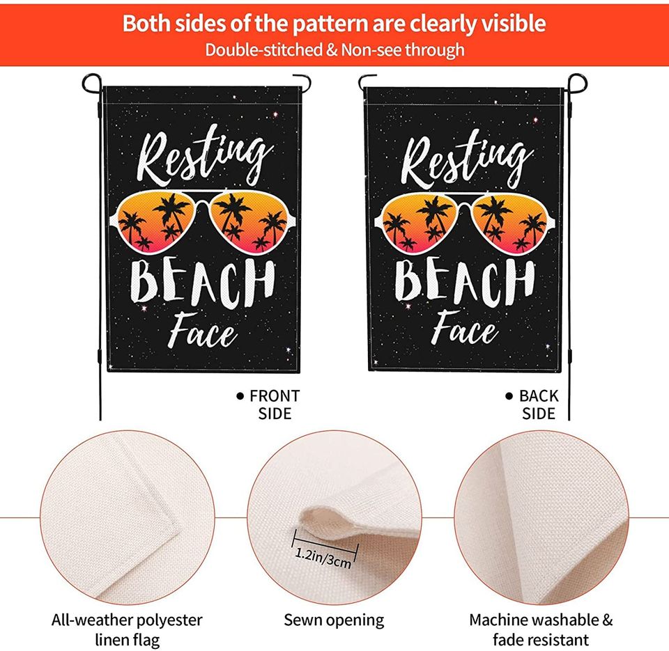 Resting Beach Face Garden Flag Palm Tree