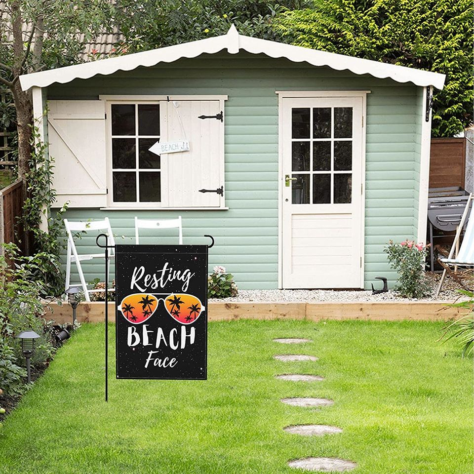 Resting Beach Face Garden Flag Palm Tree
