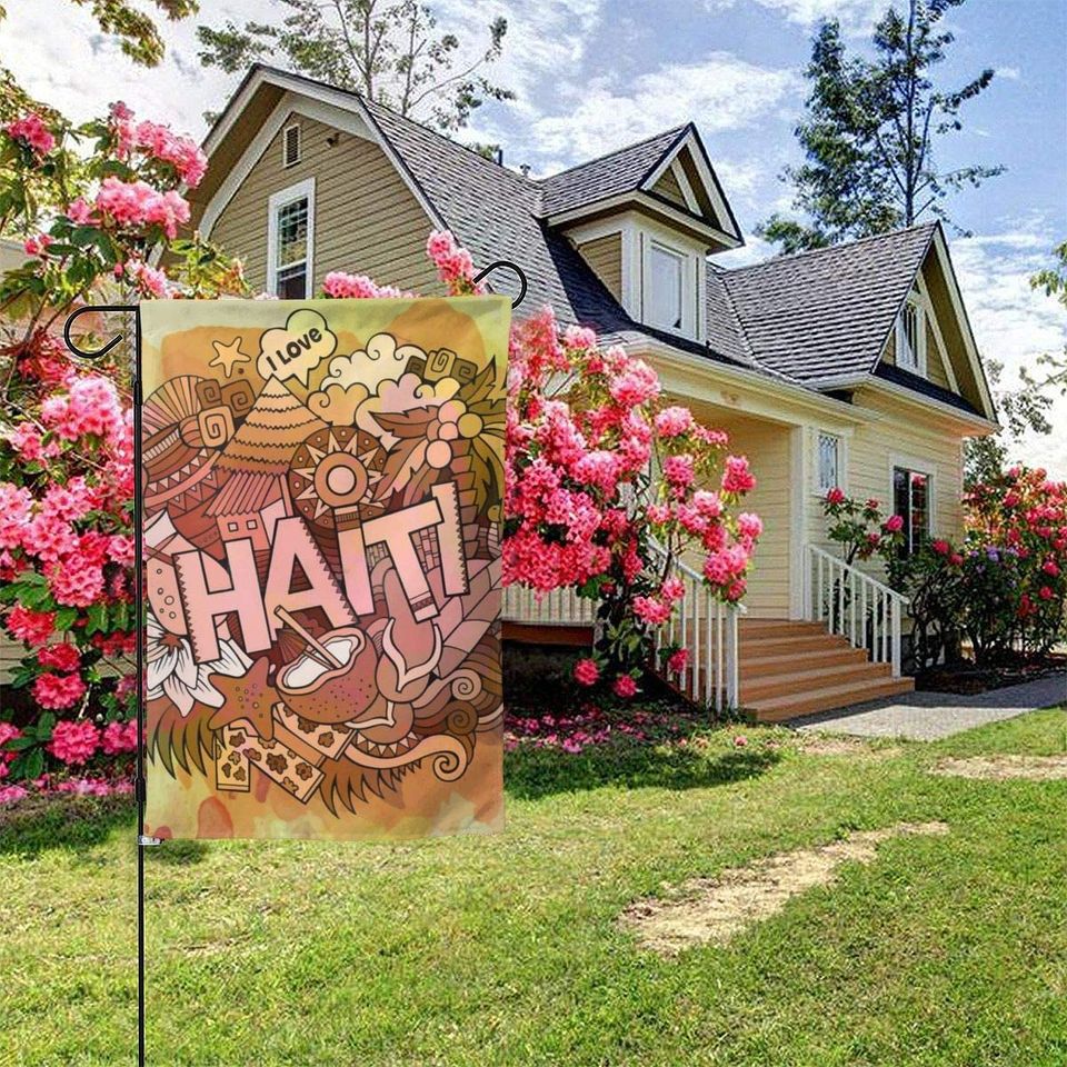 I Love Haiti Garden Flag