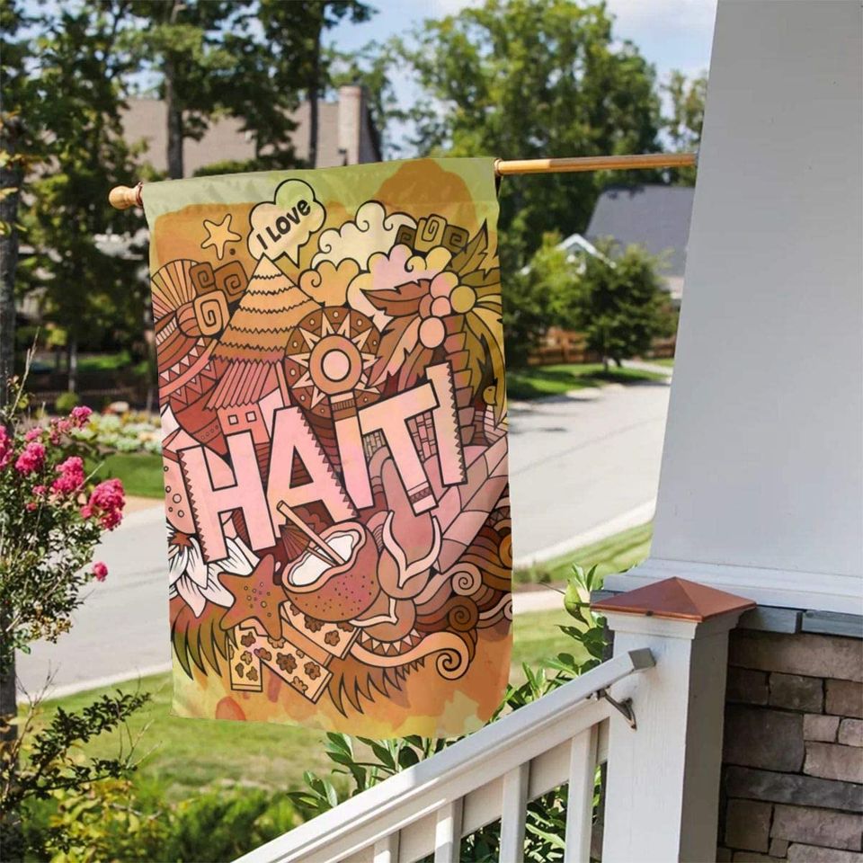 I Love Haiti Garden Flag