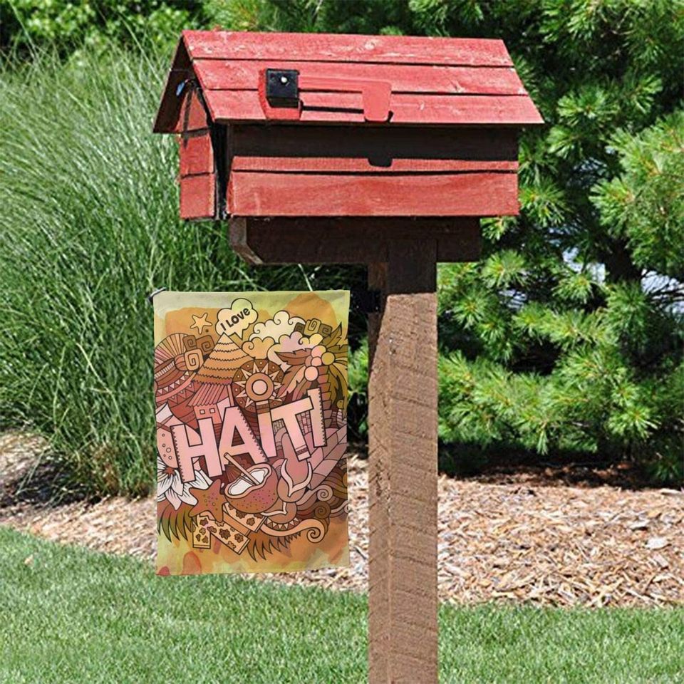 I Love Haiti Garden Flag