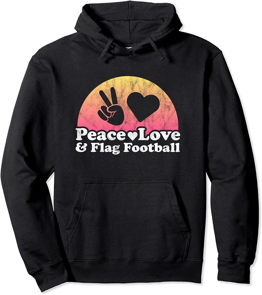 Peace Love and Flag Football Pullover Hoodie